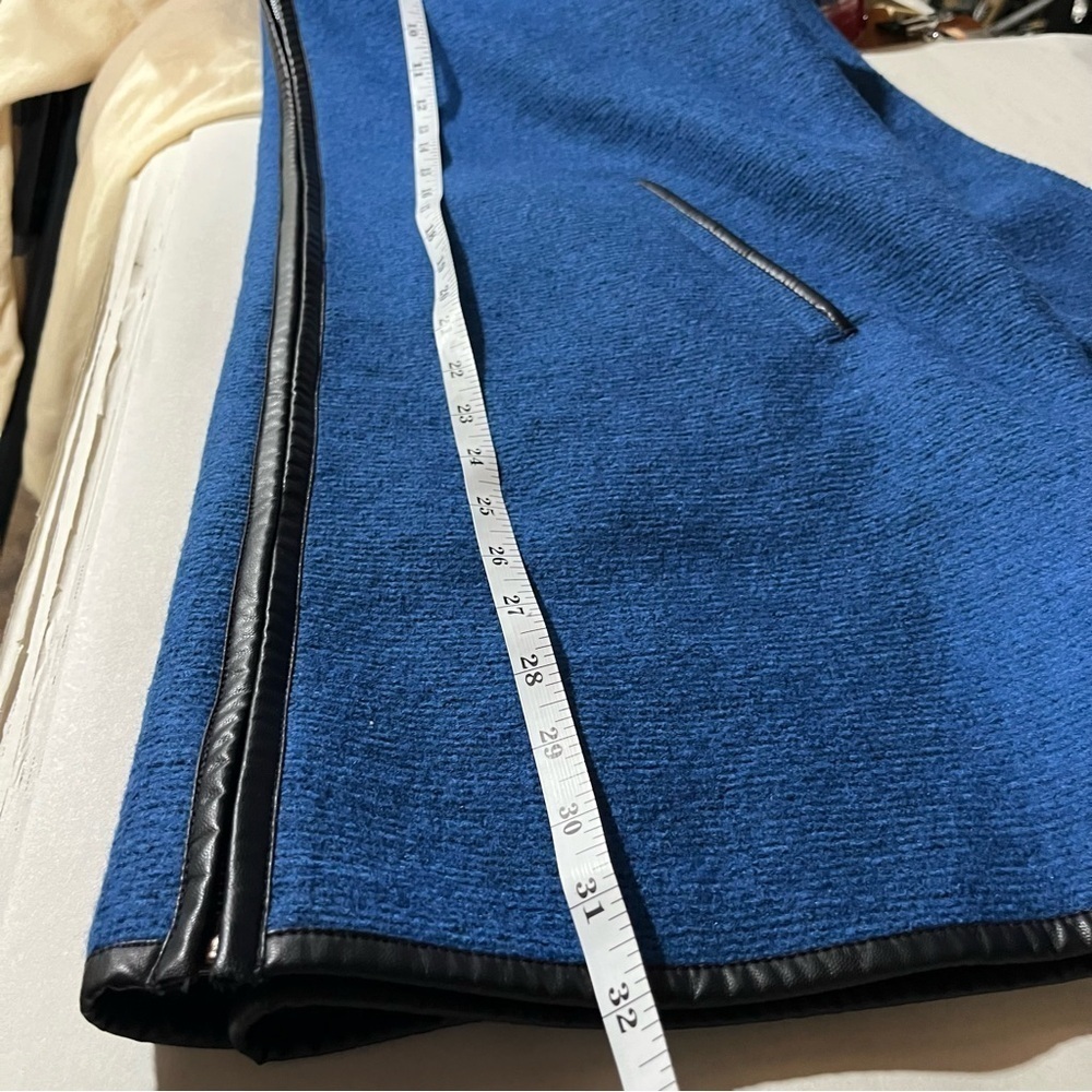 CHICO’S ~ Blue Wool Blend Coat with Black Piping - Picture 8 of 8